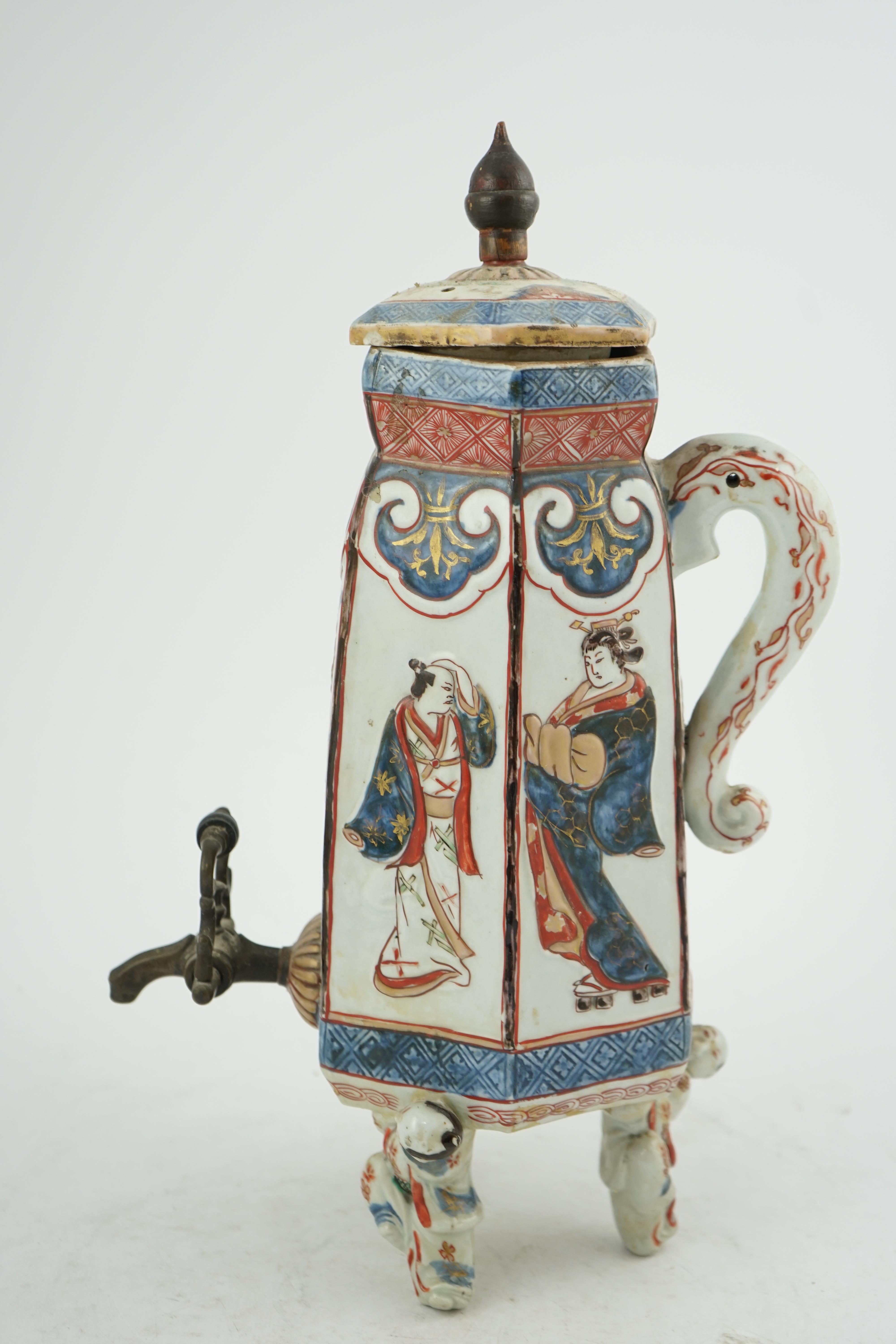 A Japanese Imari style coffee pot, Hizen ware, c.1700-1730